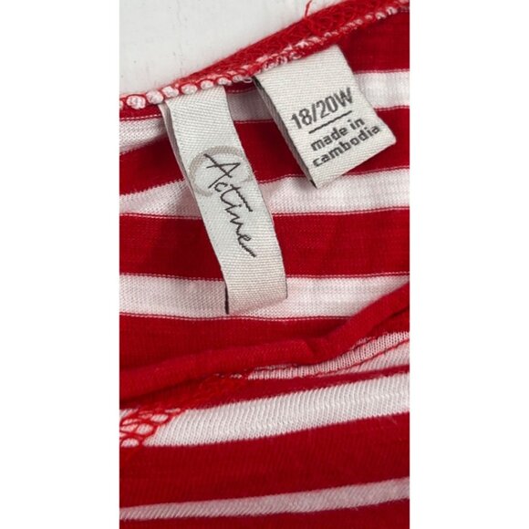 Cato Active Red & White Striped Womens Plus Size Top 18/20W short sleeves knit - Picture 3 of 5